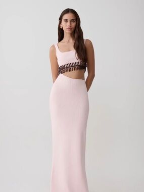 MESHKI Ruvic Knit Maxi Beaded Dress SMALL